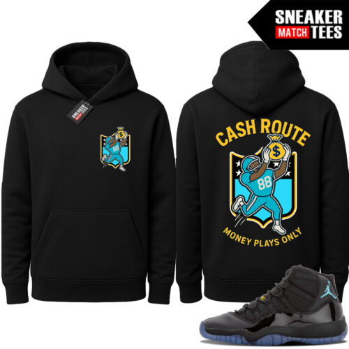 Gamma Blue 11 Sneaker Match Black Hoodie Cash Route Money Plays