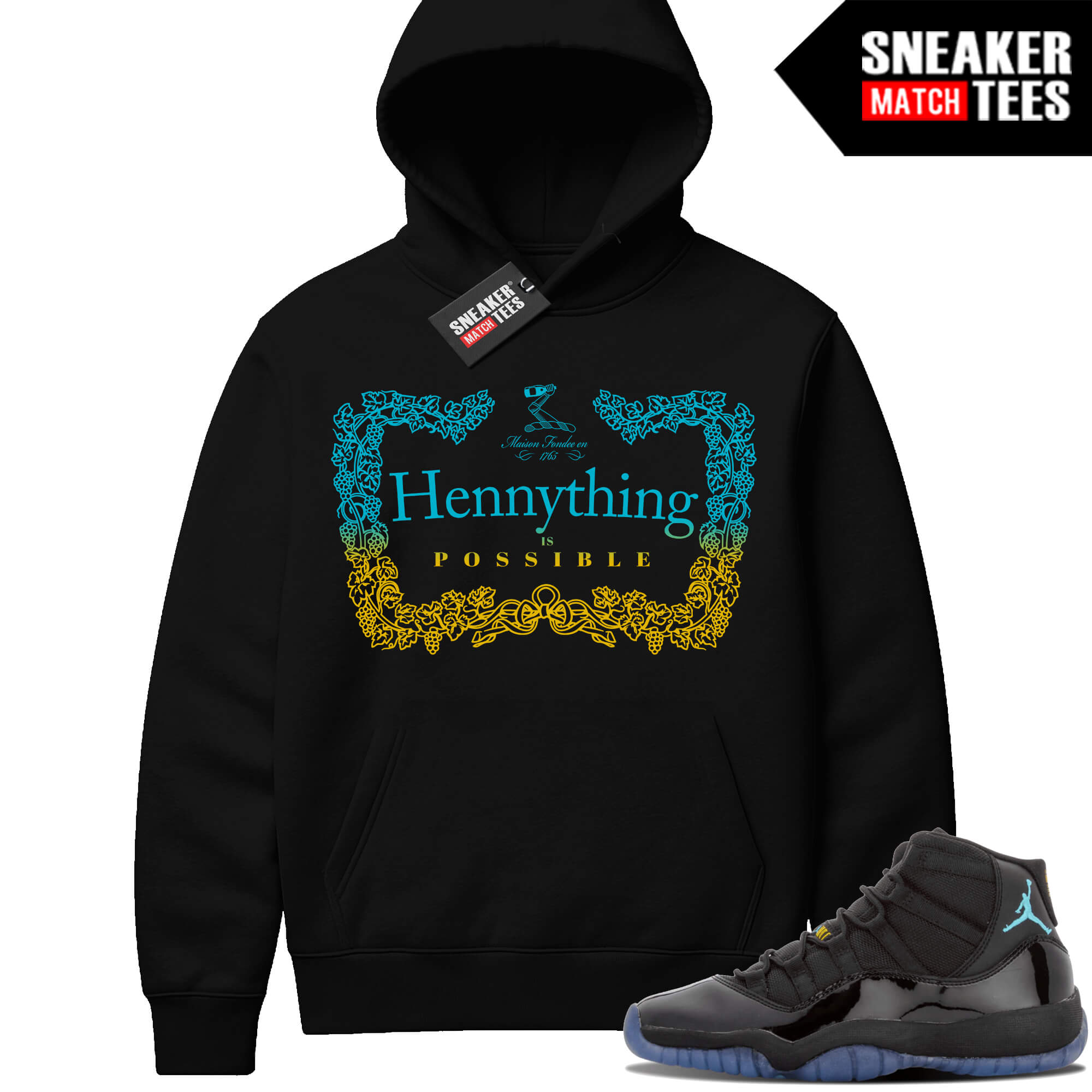 Gamma Blue 11 Sneaker Match Black Hoodie Hennything