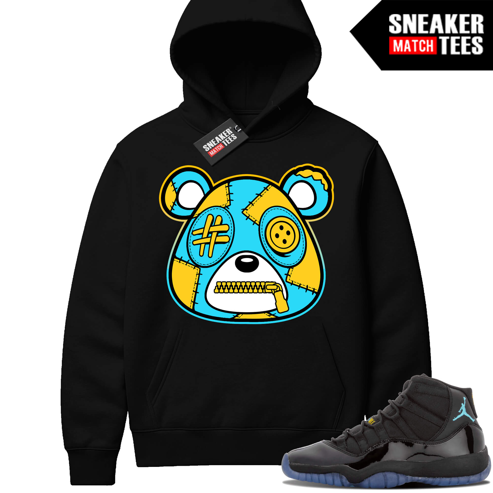 Gamma Blue 11 Sneaker Match Black Hoodie Misunderstood Bear
