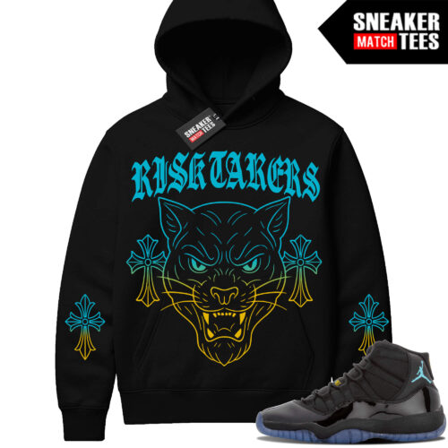 Gamma Blue 11 Sneaker Match Black Hoodie Risk Takers Black Cat