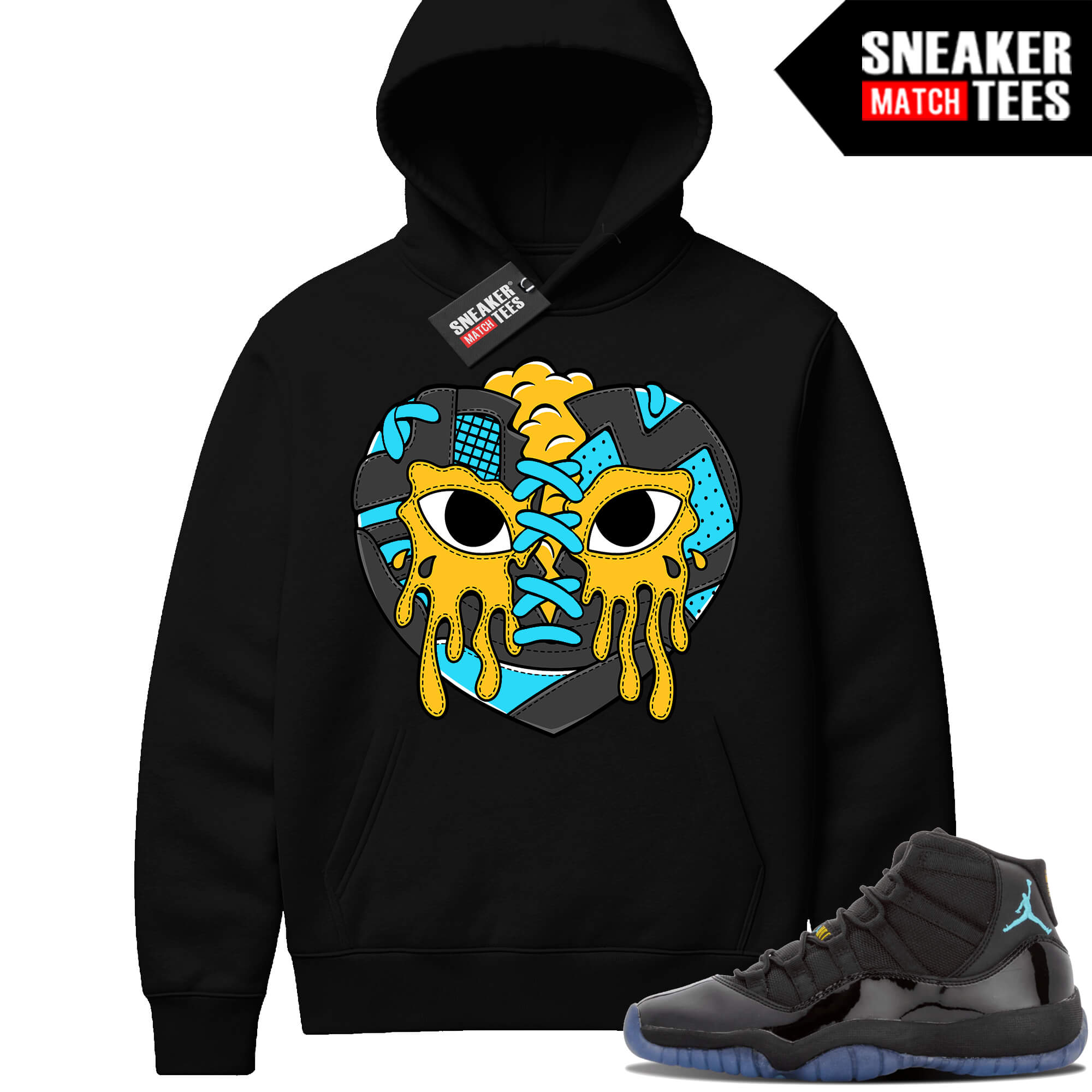 Gamma Blue 11 Sneaker Match Black Hoodie Sneaker Heart