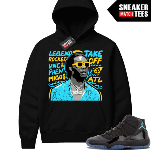 Gamma Blue 11 Sneaker Match Black Hoodie Takeoff Tribute