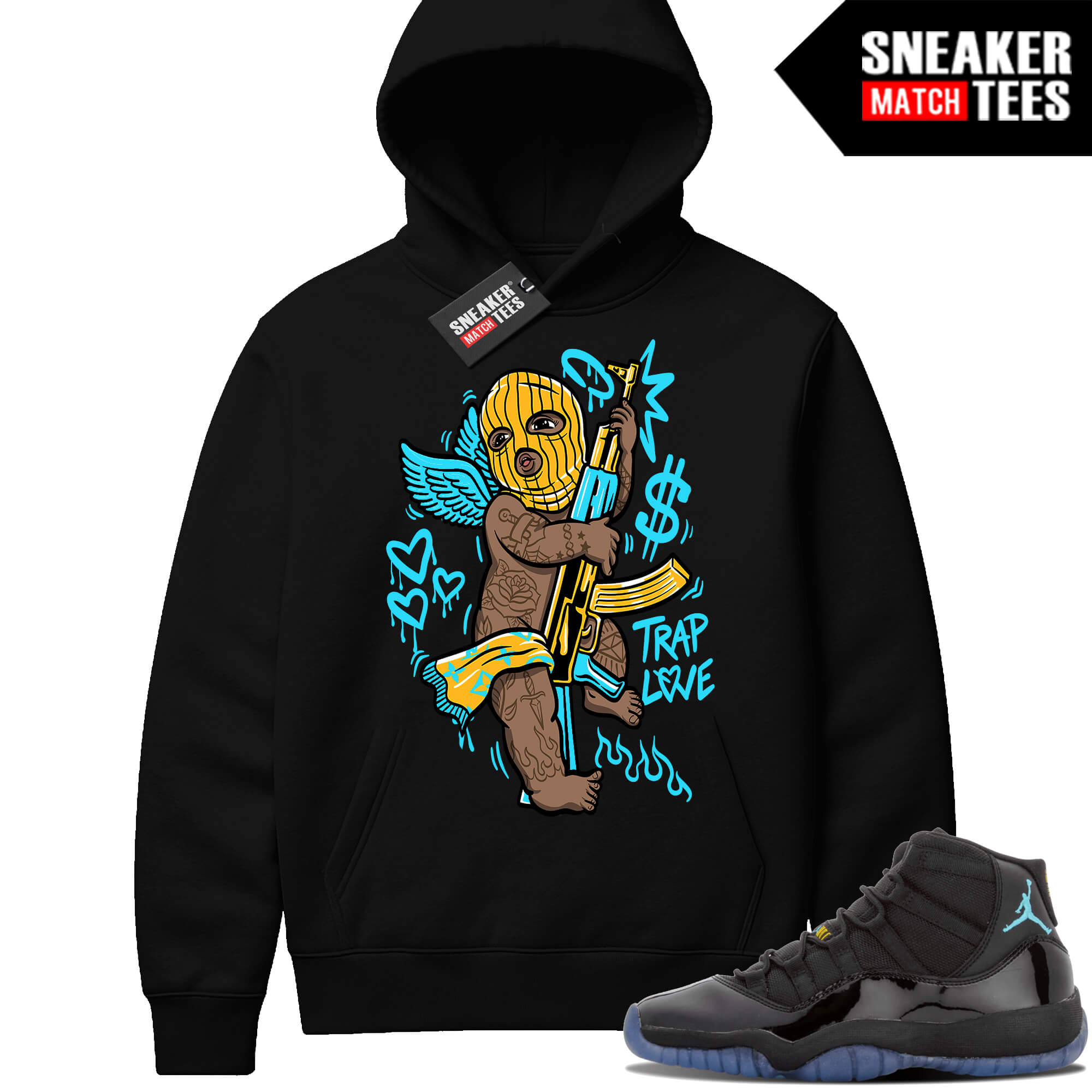 Gamma Blue 11 Sneaker Match Black Hoodie Trap Angel