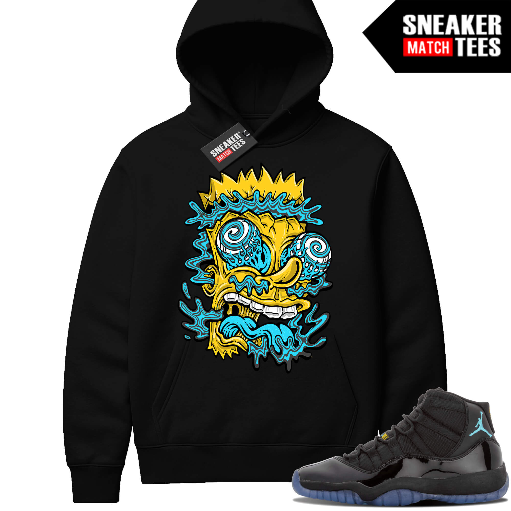 Gamma Blue 11 Sneaker Match Black Hoodie Trippy Bart