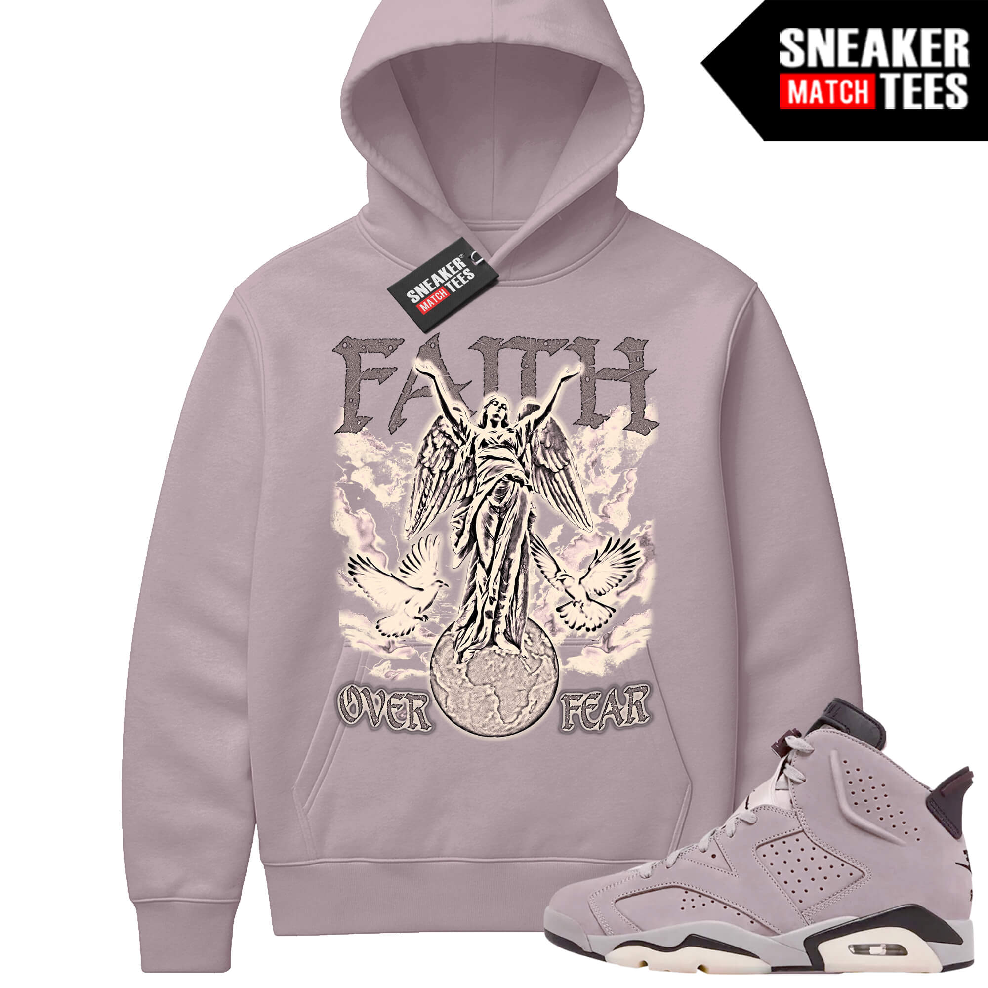 Jordan 6 AMM Smokey Mauve Sneaker Match Hoodie Mauve Faith
