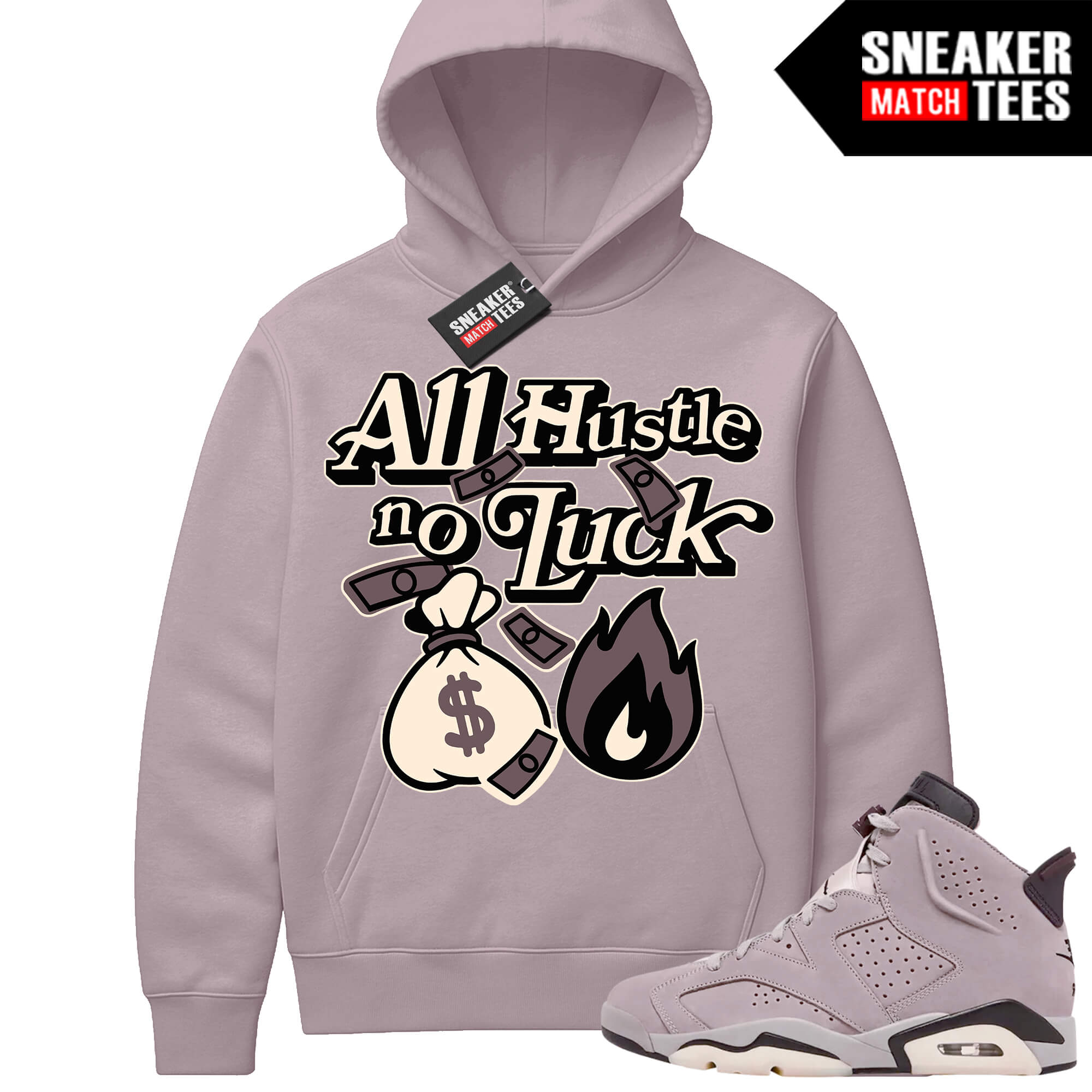 Jordan 6 AMM Smokey Mauve Sneaker Match Hoodie Mauve No Luck