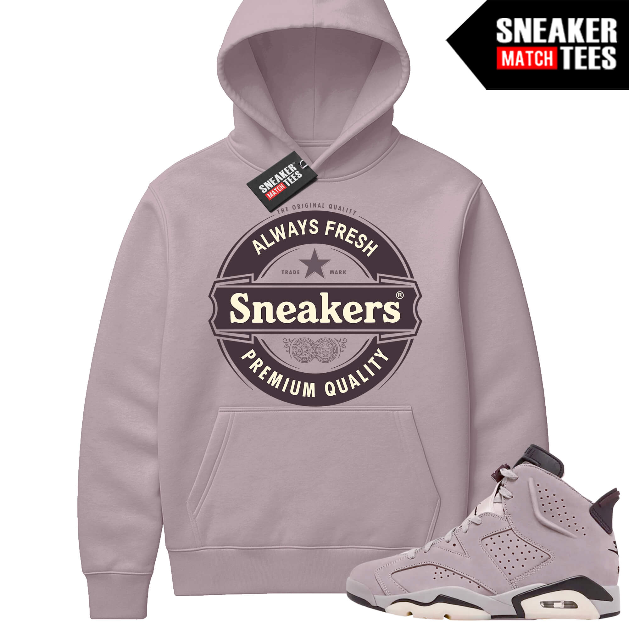 Jordan 6 AMM Smokey Mauve Sneaker Match Hoodie Mauve Sneakers