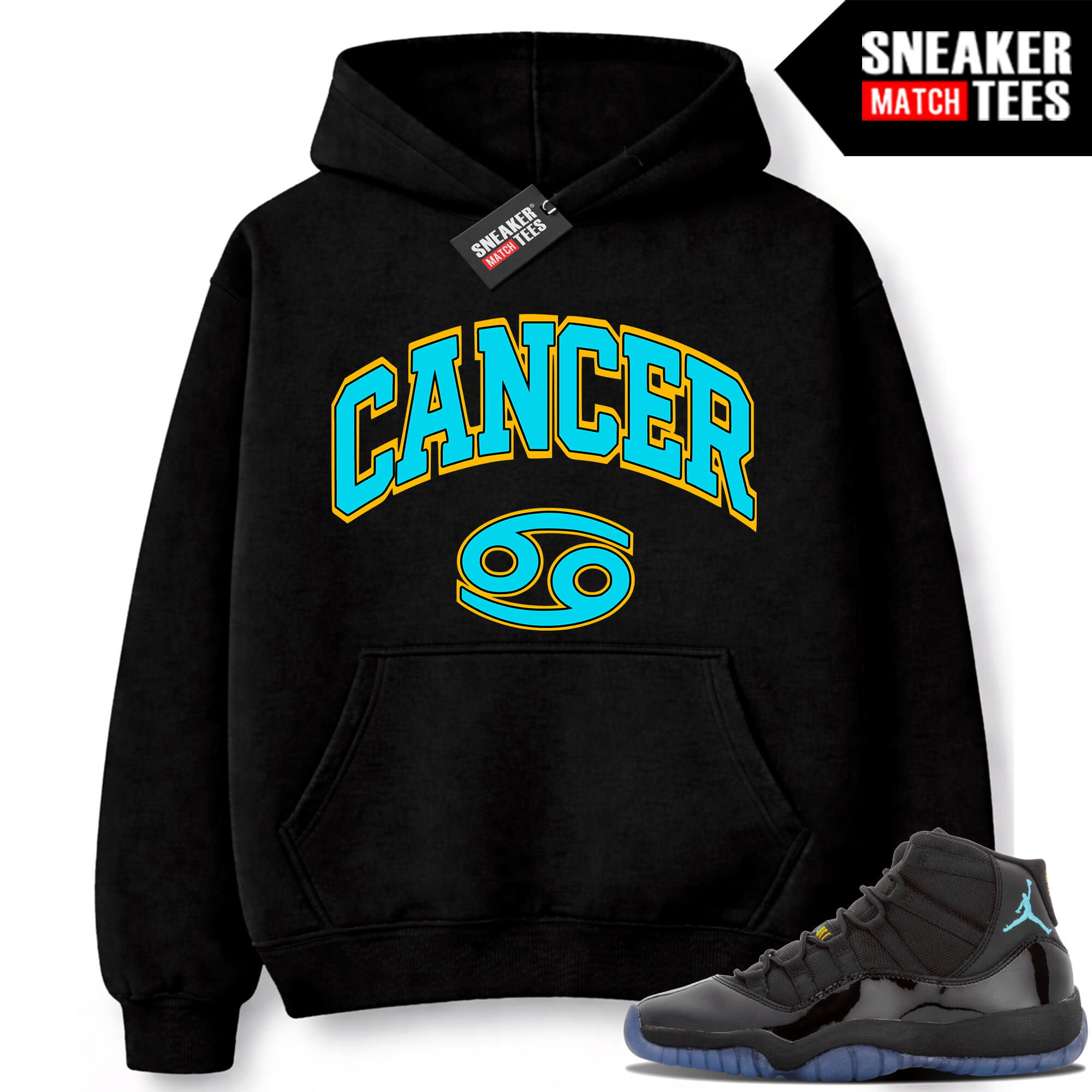 Gamma Blue 11s Sneaker Match Hoodie Black CANCER