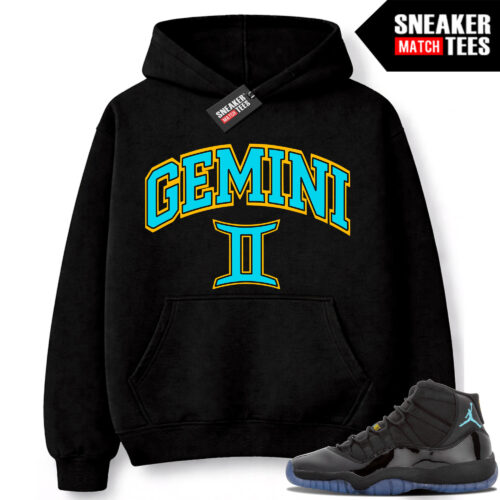 Gamma Blue 11s Sneaker Match Hoodie Black GEMINI