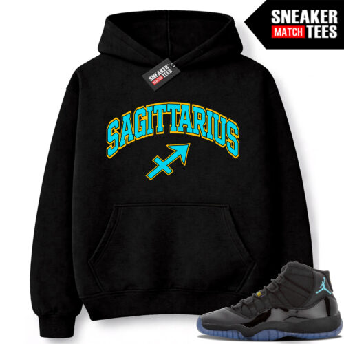 Gamma Blue 11s Sneaker Match Hoodie Black SAGGITTARIUS