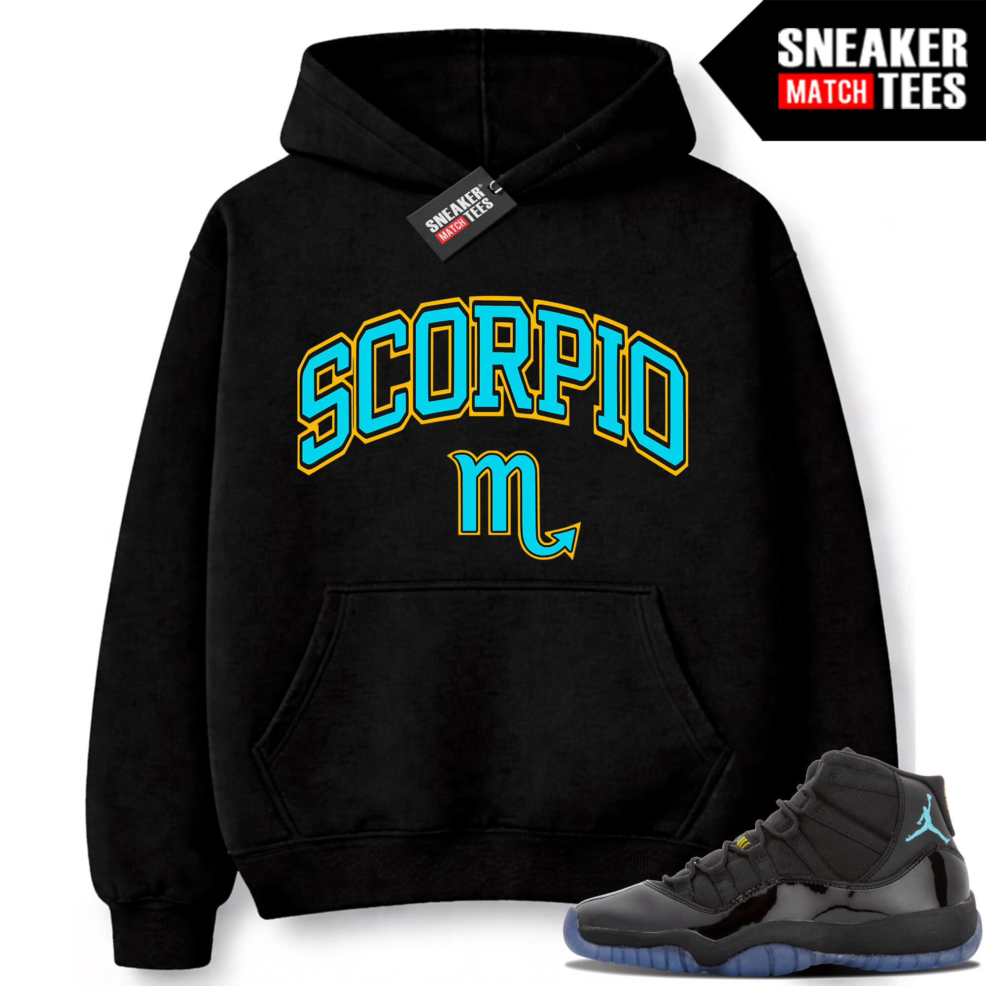 Gamma Blue 11s Sneaker Match Hoodie Black SCORPIO