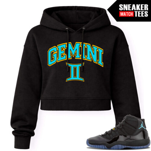 Gamma Blue 11s Sneaker Match Womens Crop Hoodie Black GEMINI