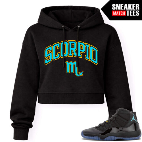 Gamma Blue 11s Sneaker Match Womens Crop Hoodie Black SCORPIO