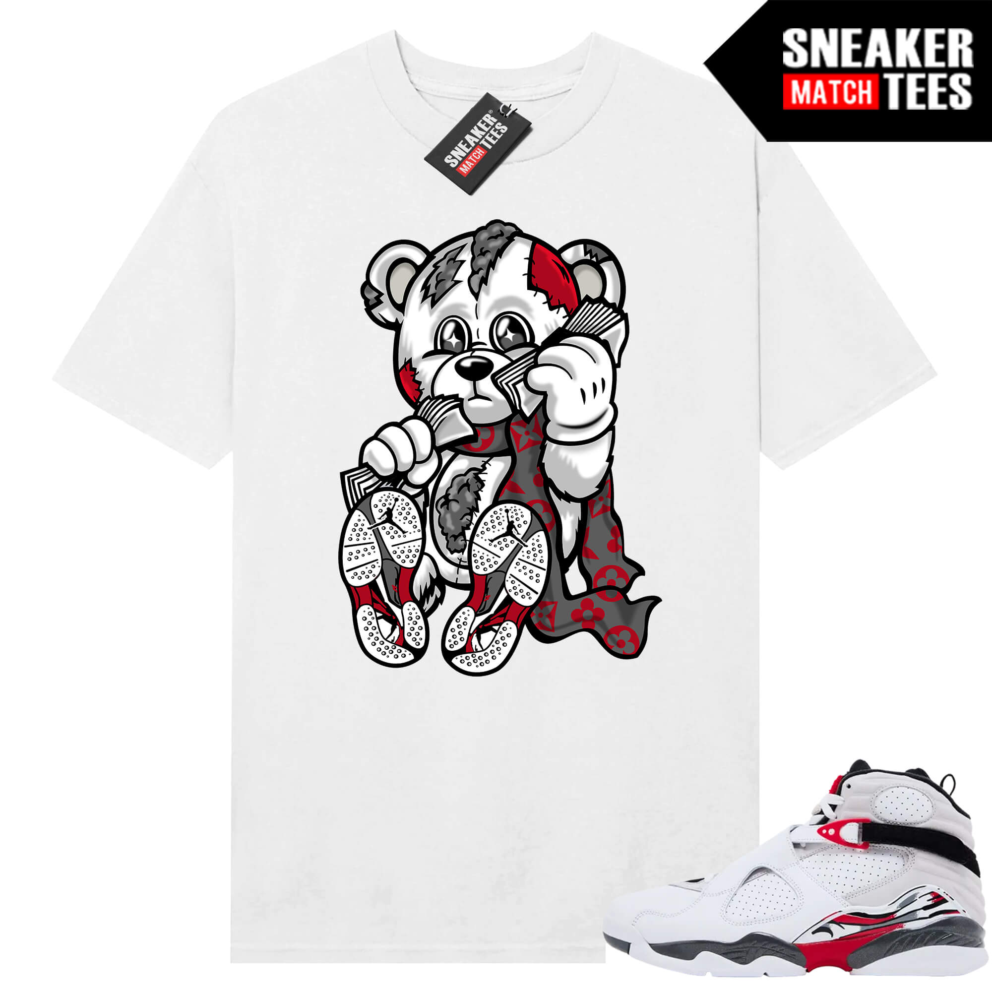 Jordan 8 Bugs Bunny Sneaker Match Tees White Designer Bear