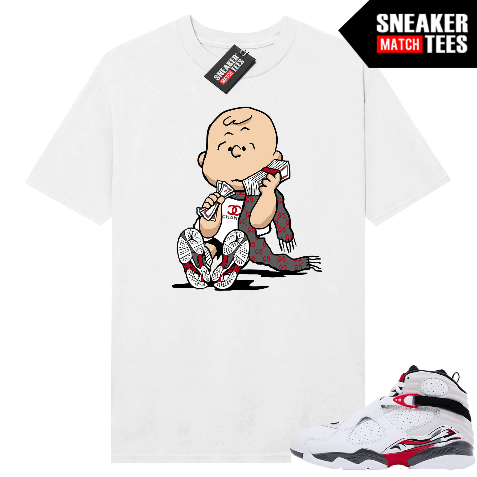 Jordan 8 Bugs Bunny Sneaker Match Tees White Designer Charlie