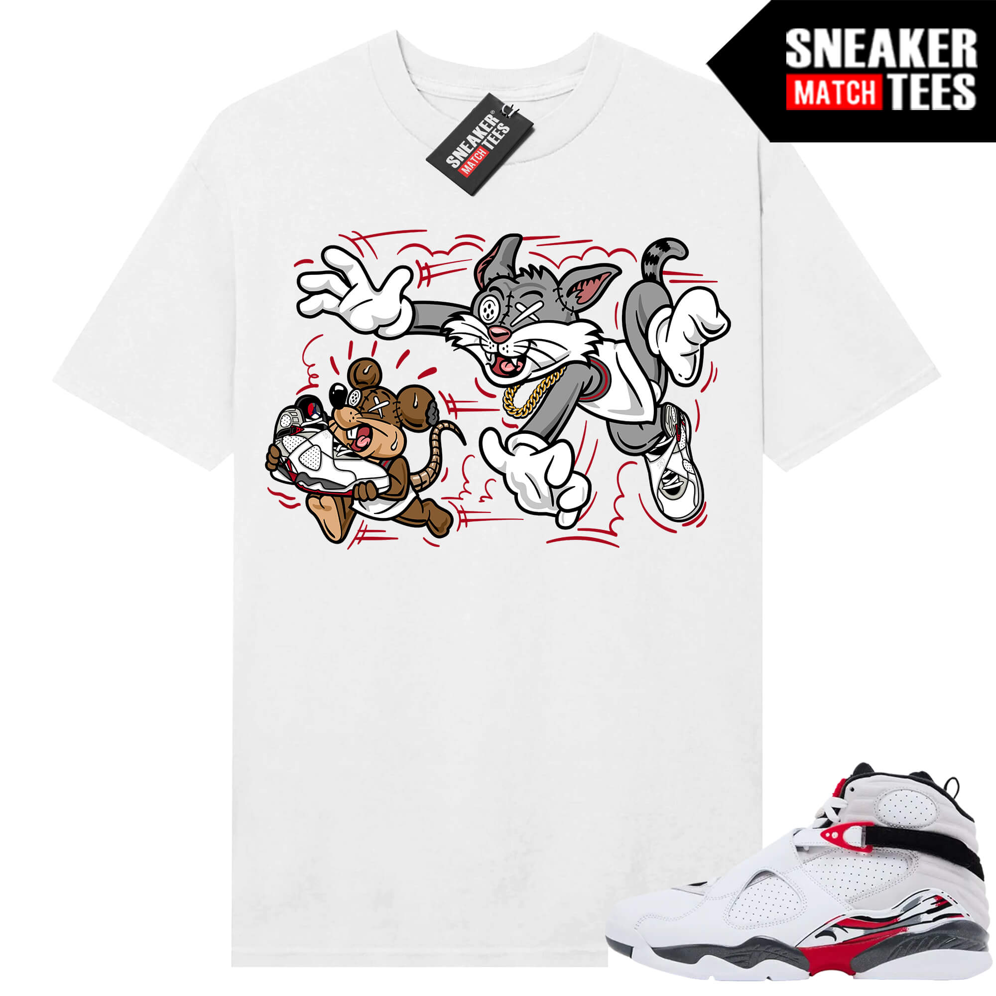 Jordan 8 Bugs Bunny Sneaker Match Tees White Finessed