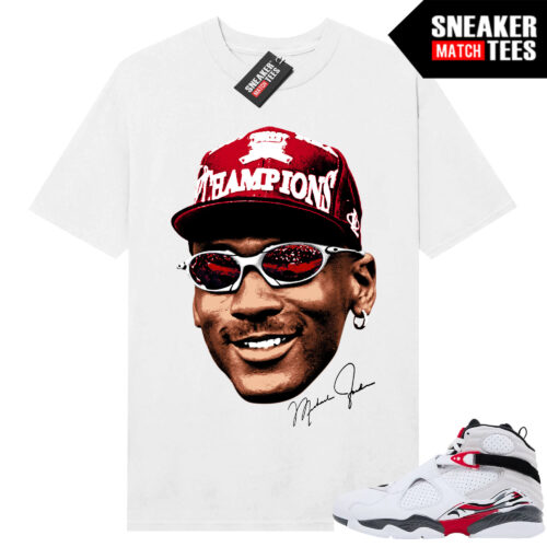 Jordan 8 Bugs Bunny Sneaker Match Tees White MJ Big Face