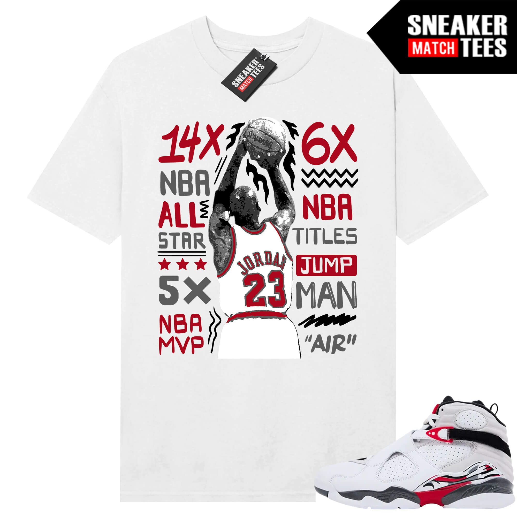 Jordan 8 Bugs Bunny Sneaker Match Tees White MJ Last Shot