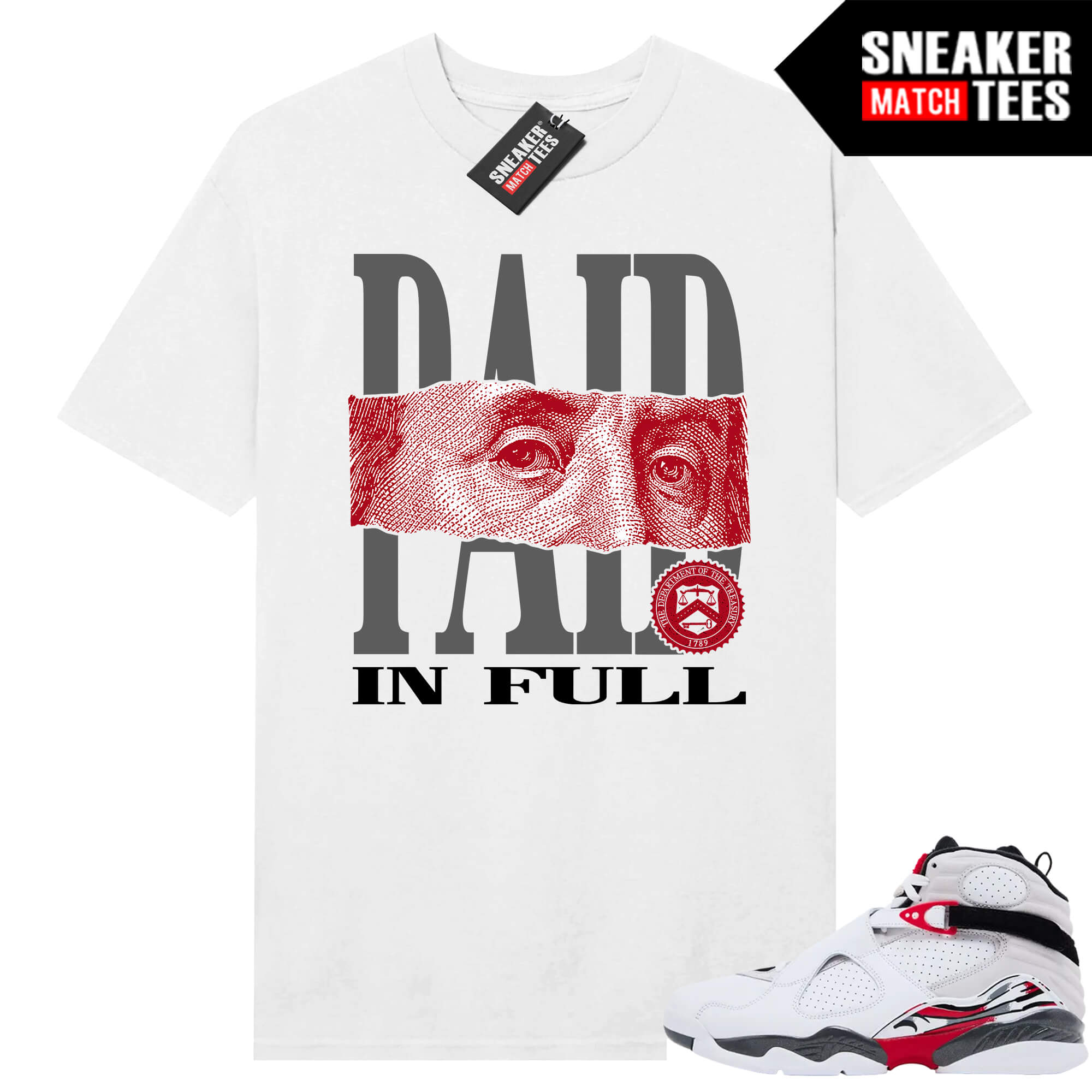 Jordan 8 Bugs Bunny Sneaker Match Tees White Paid In Full