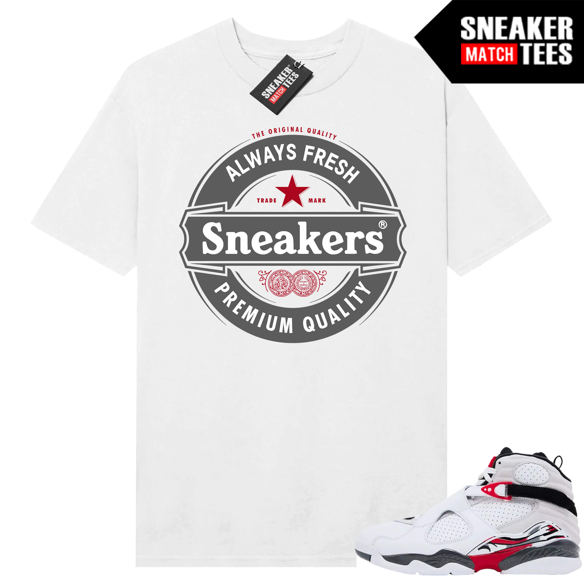 Jordan 8 Bugs Bunny Sneaker Match Tees White Sneakers