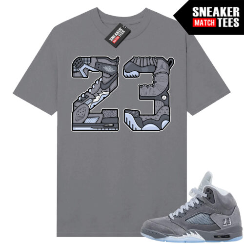 Wolf Grey 5s Sneaker Match Tees Wolf Grey T-shirt 23 Retro Mashup