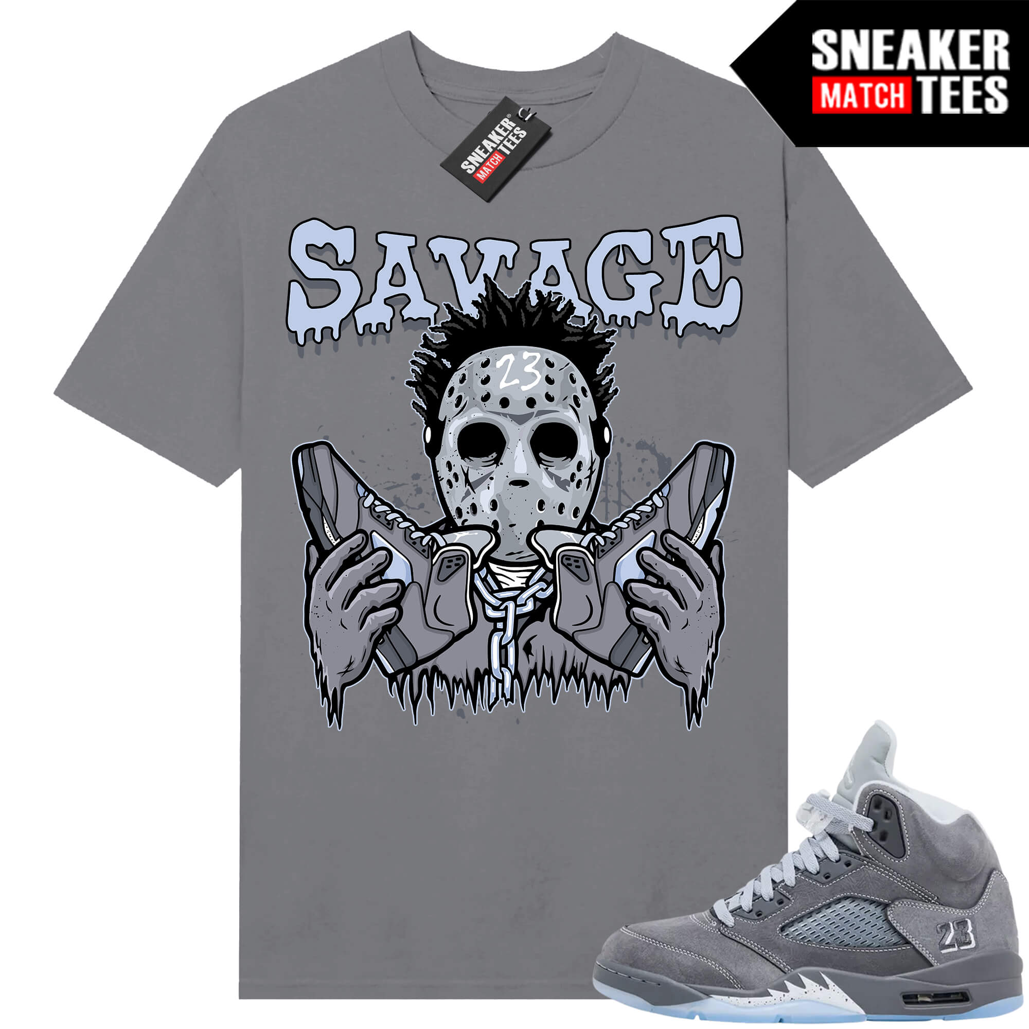 Wolf Grey 5s Sneaker Match Tees Wolf Grey T-shirt 23 Savage