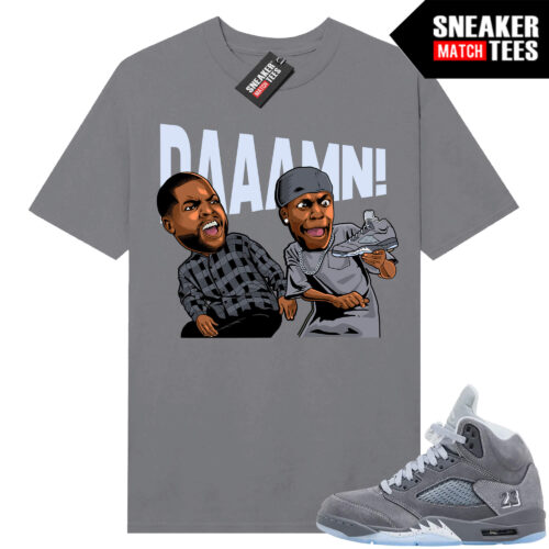 Wolf Grey 5s Sneaker Match Tees Wolf Grey T-shirt DAAAMN