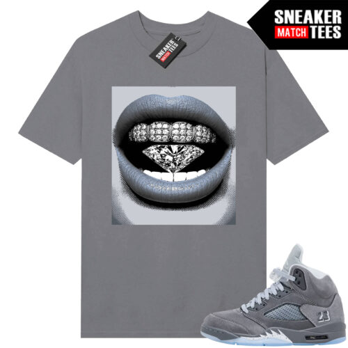 Wolf Grey 5s Sneaker Match Tees Wolf Grey T-shirt Diamond Grill
