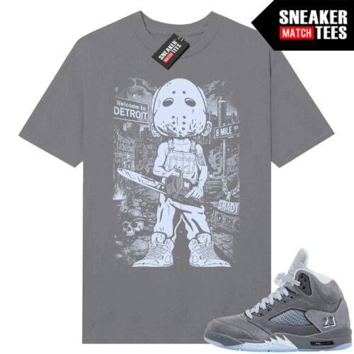 Wolf Grey 5s Sneaker Match Tees Wolf Grey T-shirt EM Jason Chainsaw