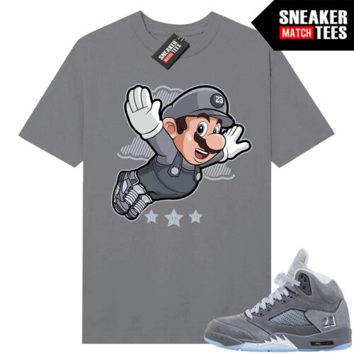 Wolf Grey 5s Sneaker Match Tees Wolf Grey T-shirt Fly Mario