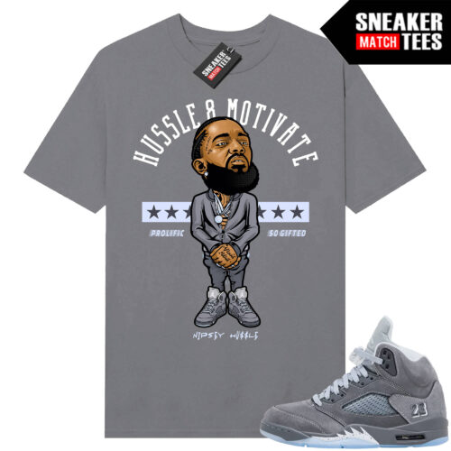 Wolf Grey 5s Sneaker Match Tees Wolf Grey T-shirt Hustle Motivate