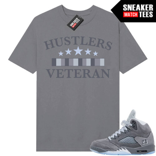 Wolf Grey 5s Sneaker Match Tees Wolf Grey T-shirt Hustlers Veteran