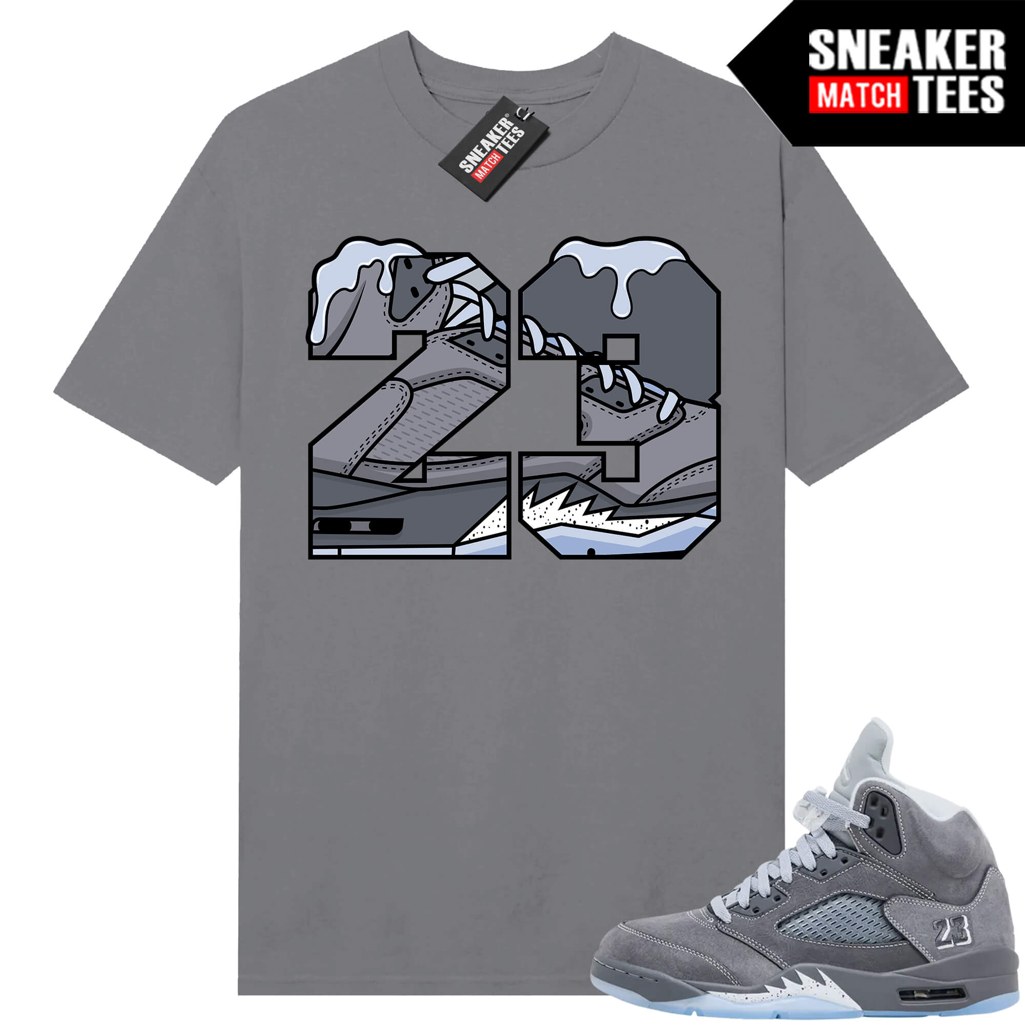 Wolf Grey 5s Sneaker Match Tees Wolf Grey T-shirt Icy 23