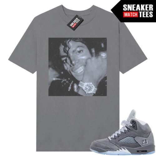 Wolf Grey 5s Sneaker Match Tees Wolf Grey T-shirt MJ King Of Bling