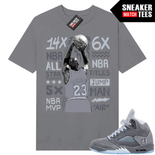 Wolf Grey 5s Sneaker Match Tees Wolf Grey T-shirt MJ Last Shot