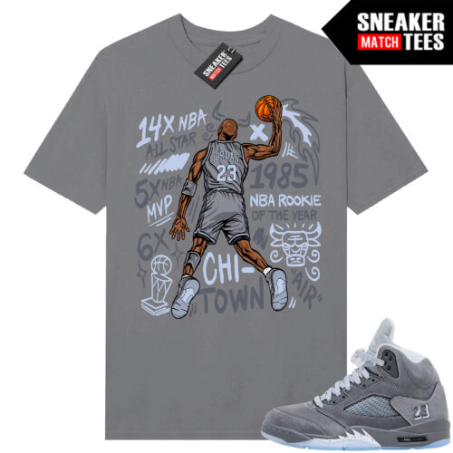Wolf Grey 5s Sneaker Match Tees Wolf Grey T-shirt MJ Slam Dunk