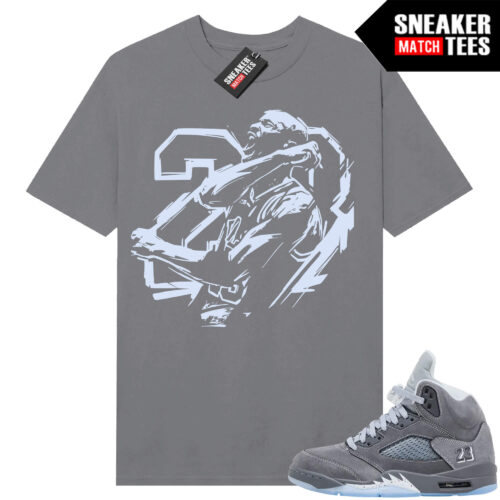 Wolf Grey 5s Sneaker Match Tees Wolf Grey T-shirt MJ Victory