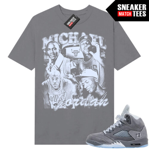 Wolf Grey 5s Sneaker Match Tees Wolf Grey T-shirt Micheal Jordan