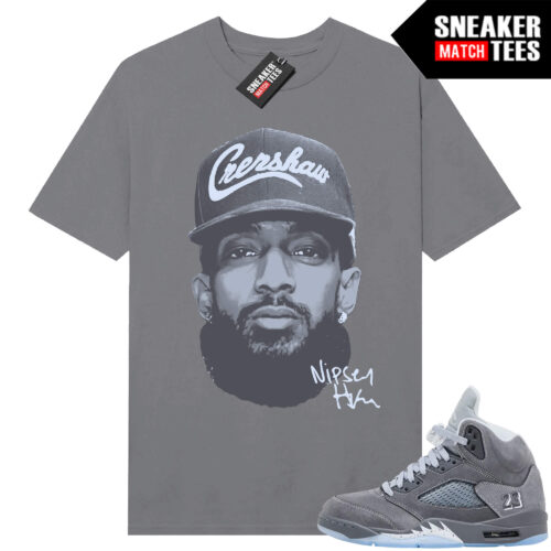 Wolf Grey 5s Sneaker Match Tees Wolf Grey T-shirt Nipsey Big Face