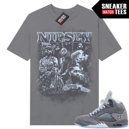 Wolf Grey 5s Sneaker Match Tees Wolf Grey T-shirt Nipsey Collage