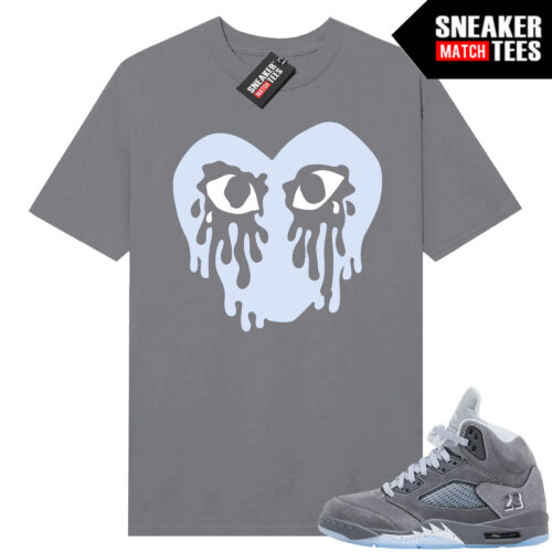 Wolf Grey 5s Sneaker Match Tees Wolf Grey T-shirt OG Crying Heart