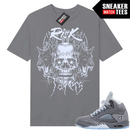 Wolf Grey 5s Sneaker Match Tees Wolf Grey T-shirt RiskTakers Rock Metal