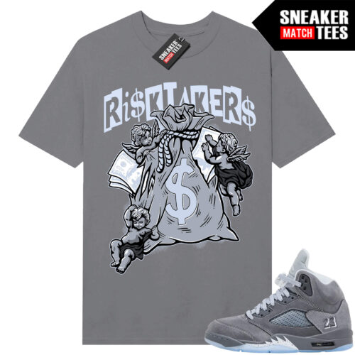 Wolf Grey 5s Sneaker Match Tees Wolf Grey T-shirt Risktakers Moneybag