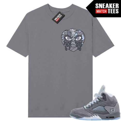 Wolf Grey 5s Sneaker Match Tees Wolf Grey T-shirt Sneaker Heart