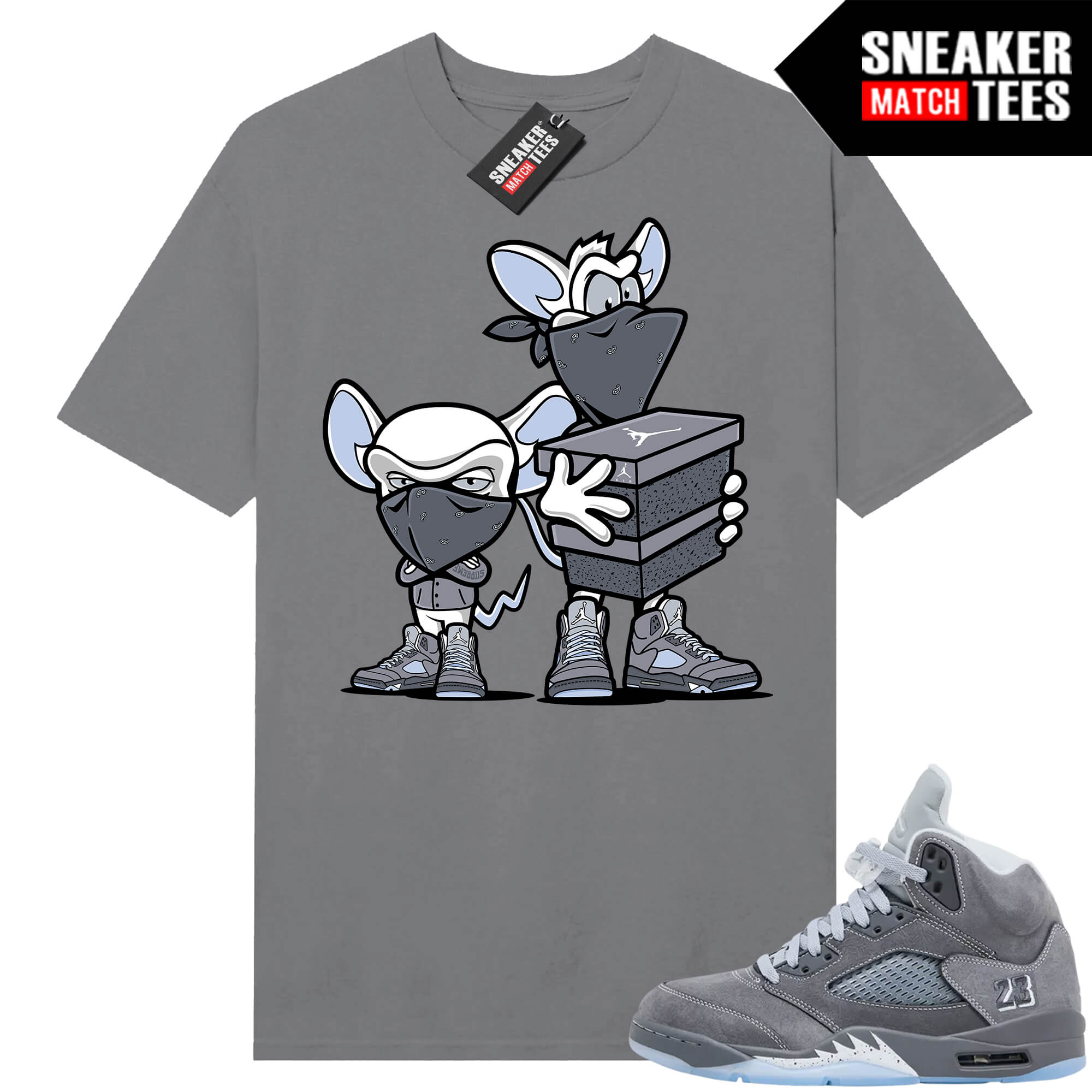 Wolf Grey 5s Sneaker Match Tees Wolf Grey T-shirt Sneaker Heist