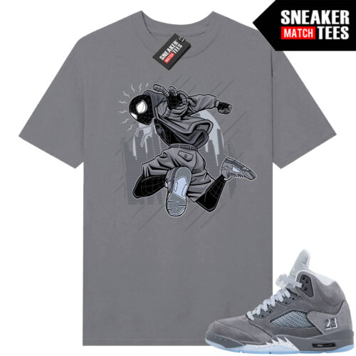 Wolf Grey 5s Sneaker Match Tees Wolf Grey T-shirt Spidey Kicks