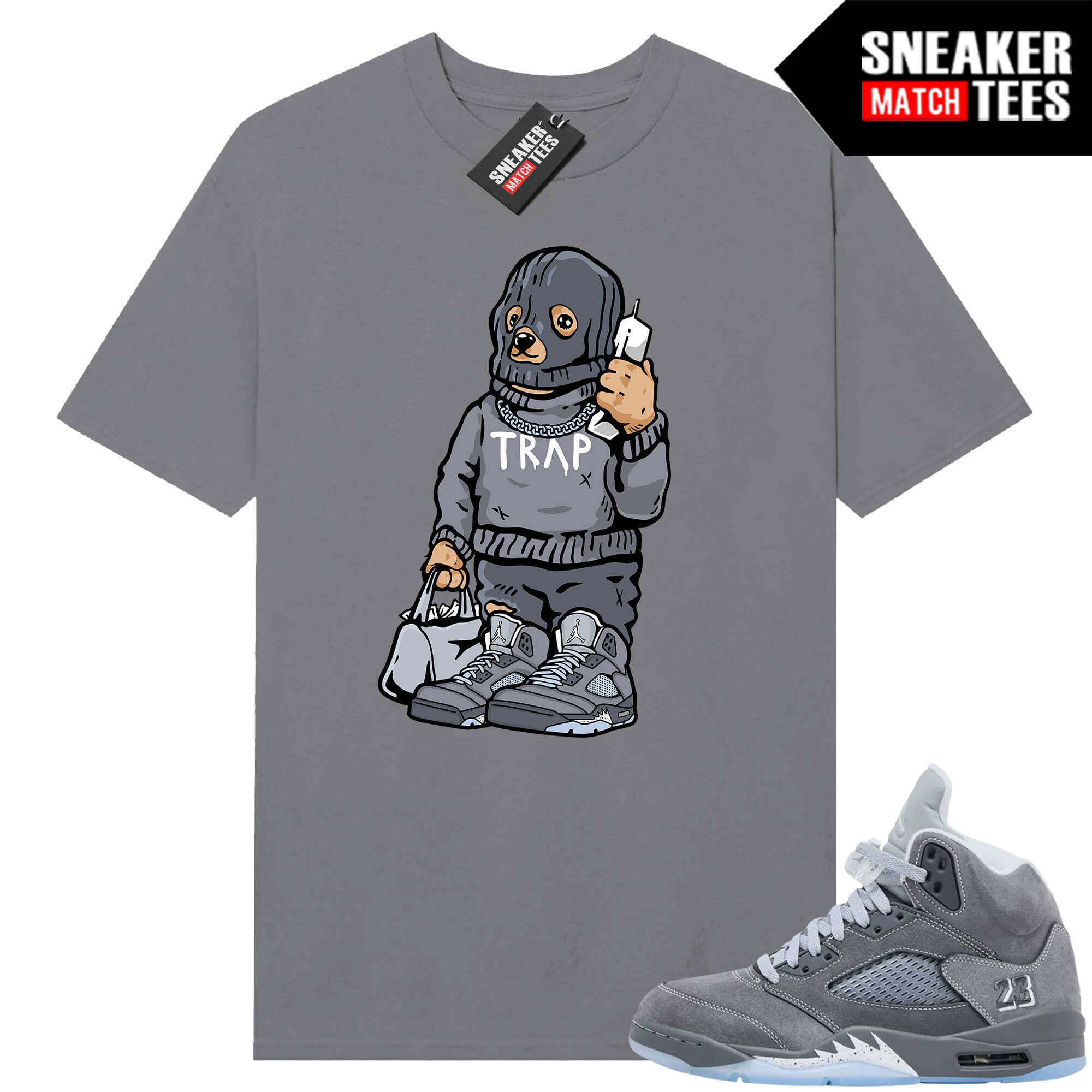 Wolf Grey 5s Sneaker Match Tees Wolf Grey T-shirt Trap Bear