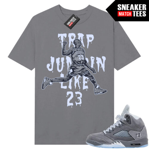 Wolf Grey 5s Sneaker Match Tees Wolf Grey T-shirt Trap Jumpin Like 23