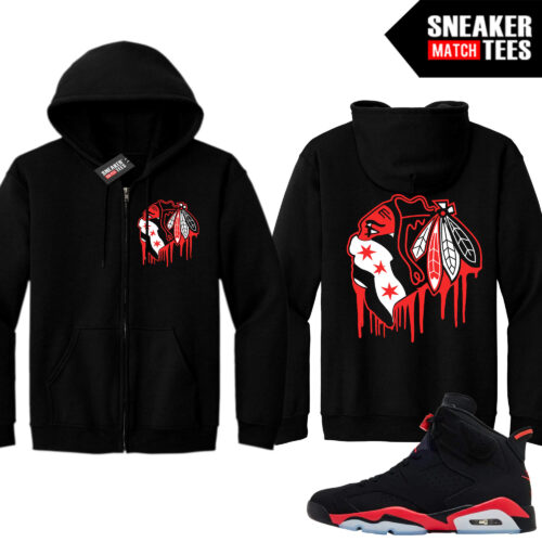 Infrared 6s Reverse Sneaker Match Zip Up Hoodies Black Black Hawks Drip