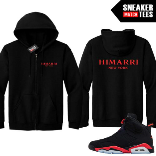Infrared 6s Reverse Sneaker Match Zip Up Hoodies Black HIMARRI